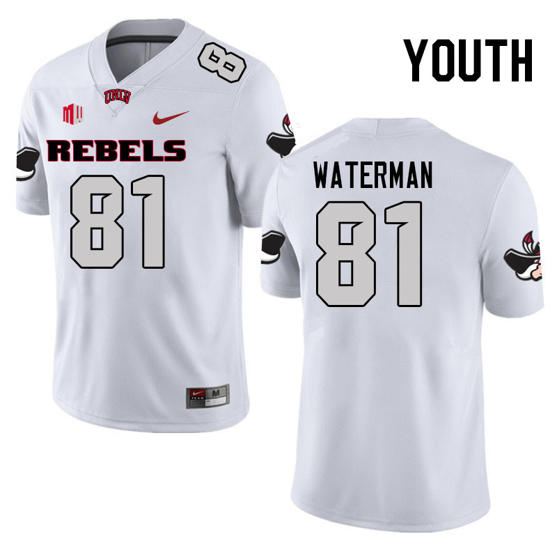 Youth #81 Bryson Waterman UNLV Rebels College Football Jerseys Stitched Sale-White